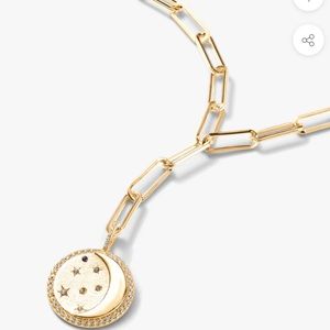 Melinda Maria Moon Star Lariat 18k gold plated 15" with 3" extender.